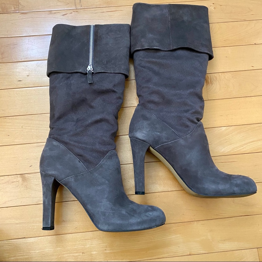 Franco Sarto Gray Suede Mid Calf Boots Size 6